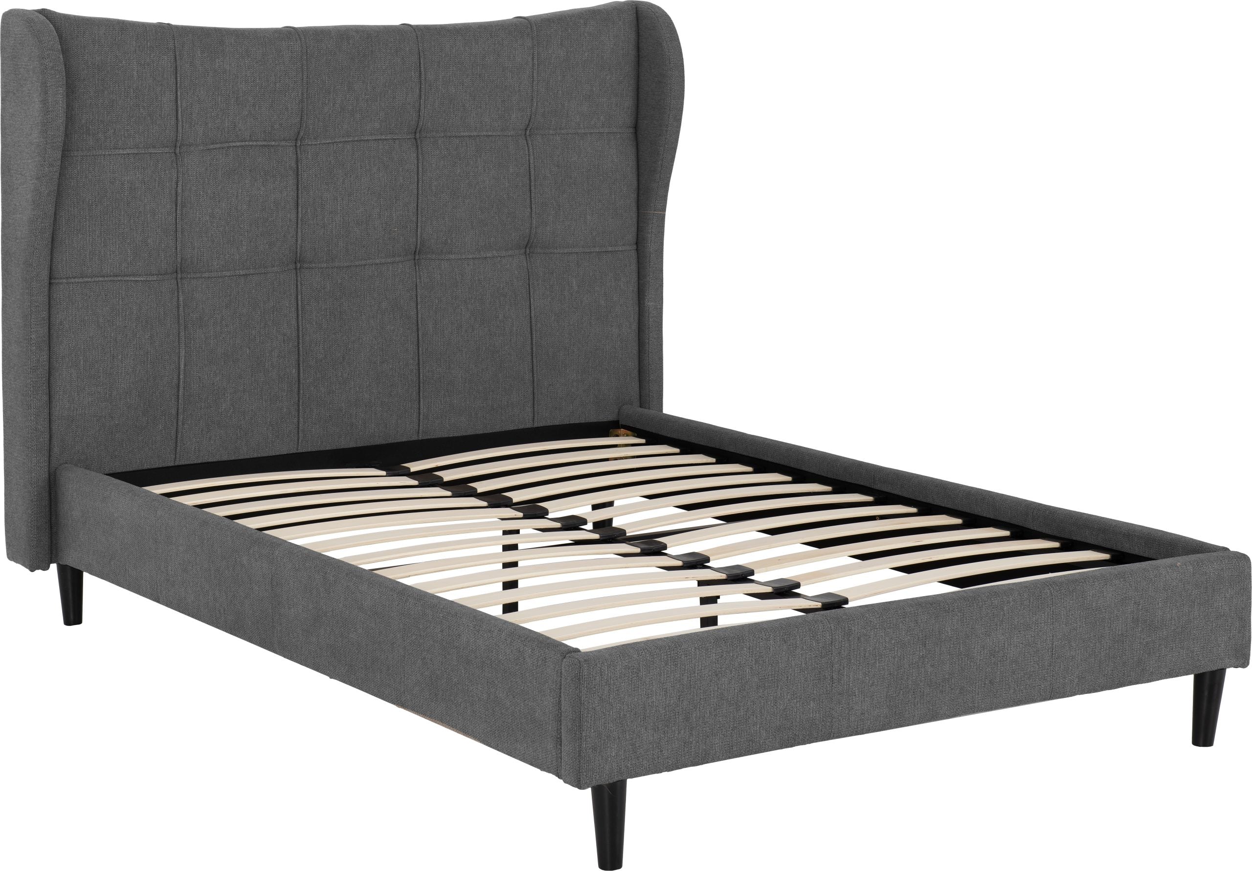 Verona 4'6" Bed – Grey Fabric with Padded Headboard