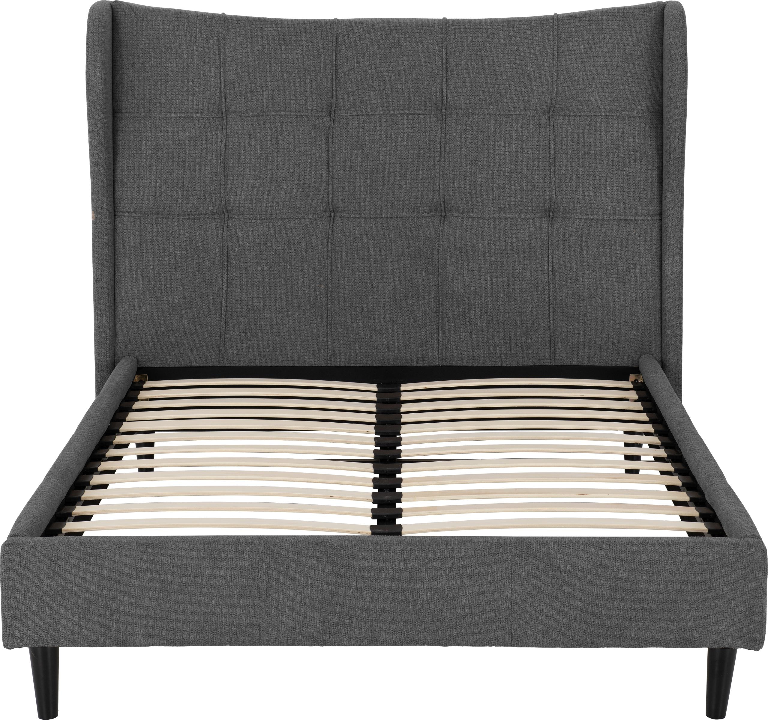 Verona 4'6" Bed – Grey Fabric with Padded Headboard