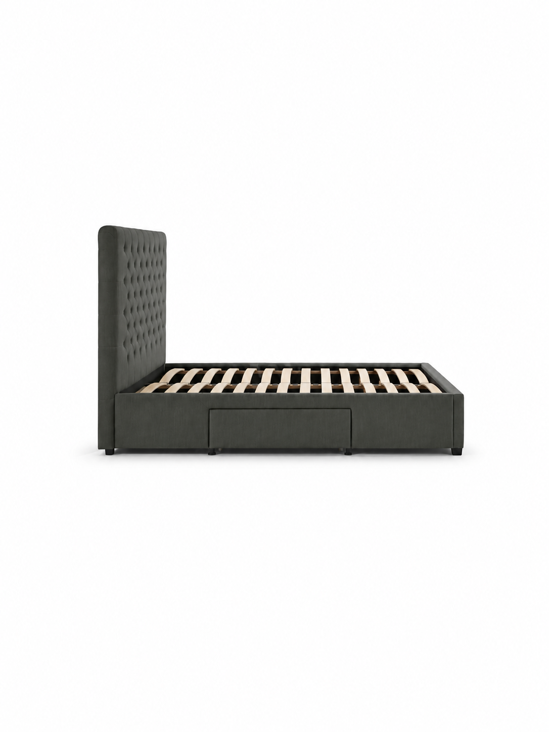 Wilton Upholstered 4 Drawer Storage Bed Frame - Dark Grey Linen, King