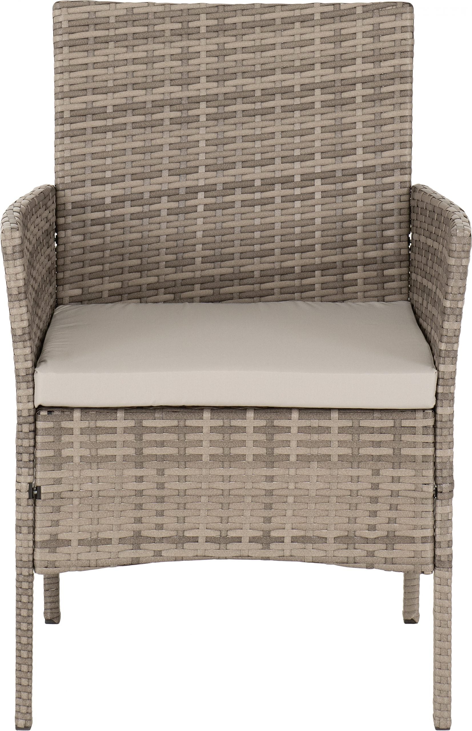 Willow 3 Piece Garden Set Grey Rattan/Grey Fabric/Black Glass