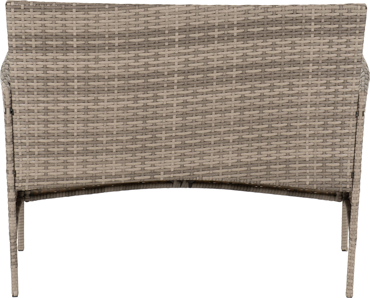 Willow 4 Piece Garden Set Grey Rattan/Grey Fabric/Clear Glass