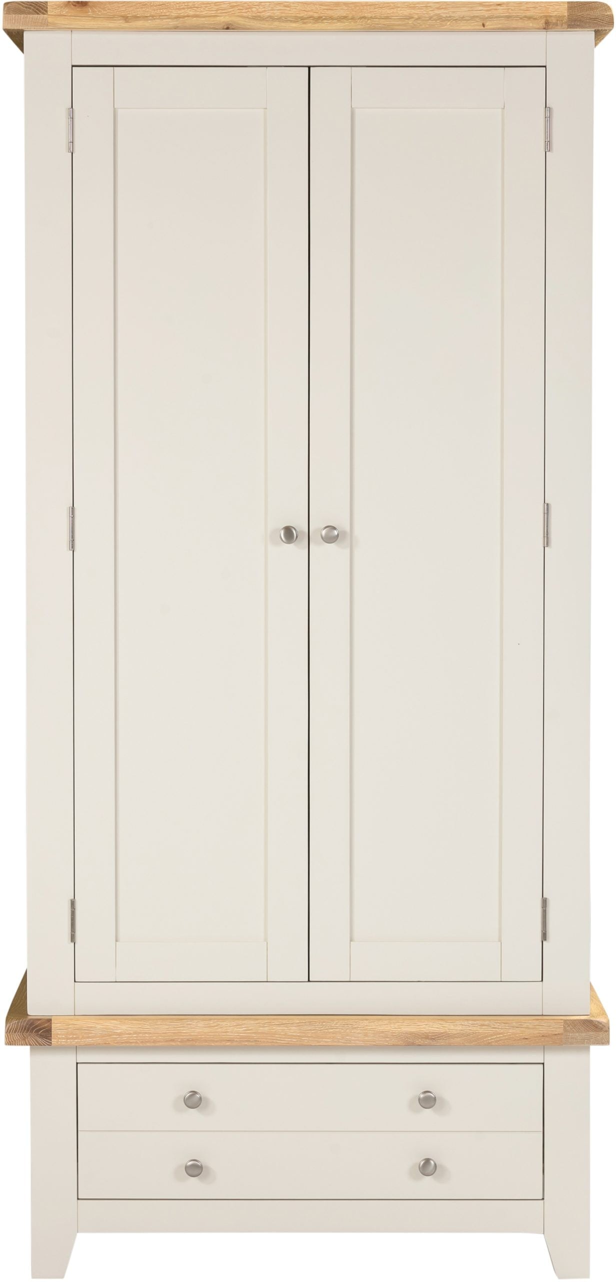 WINDSOR 2 DOOR 1 DRAWER WARDROBE - IVORY/OAK