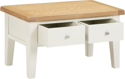 WINDSOR 2 DRAWER COFFEE TABLE - IVORY/OAK