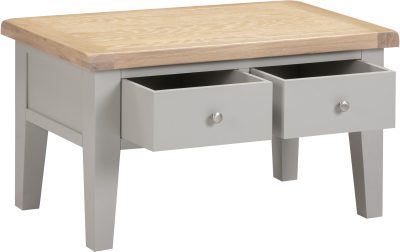 WINDSOR 2 DRAWER COFFEE TABLE - PEBBLE GREY/OAK