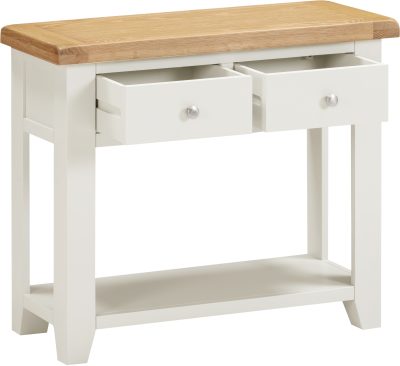 WINDSOR 2 DRAWER CONSOLE TABLE - IVORY/OAK