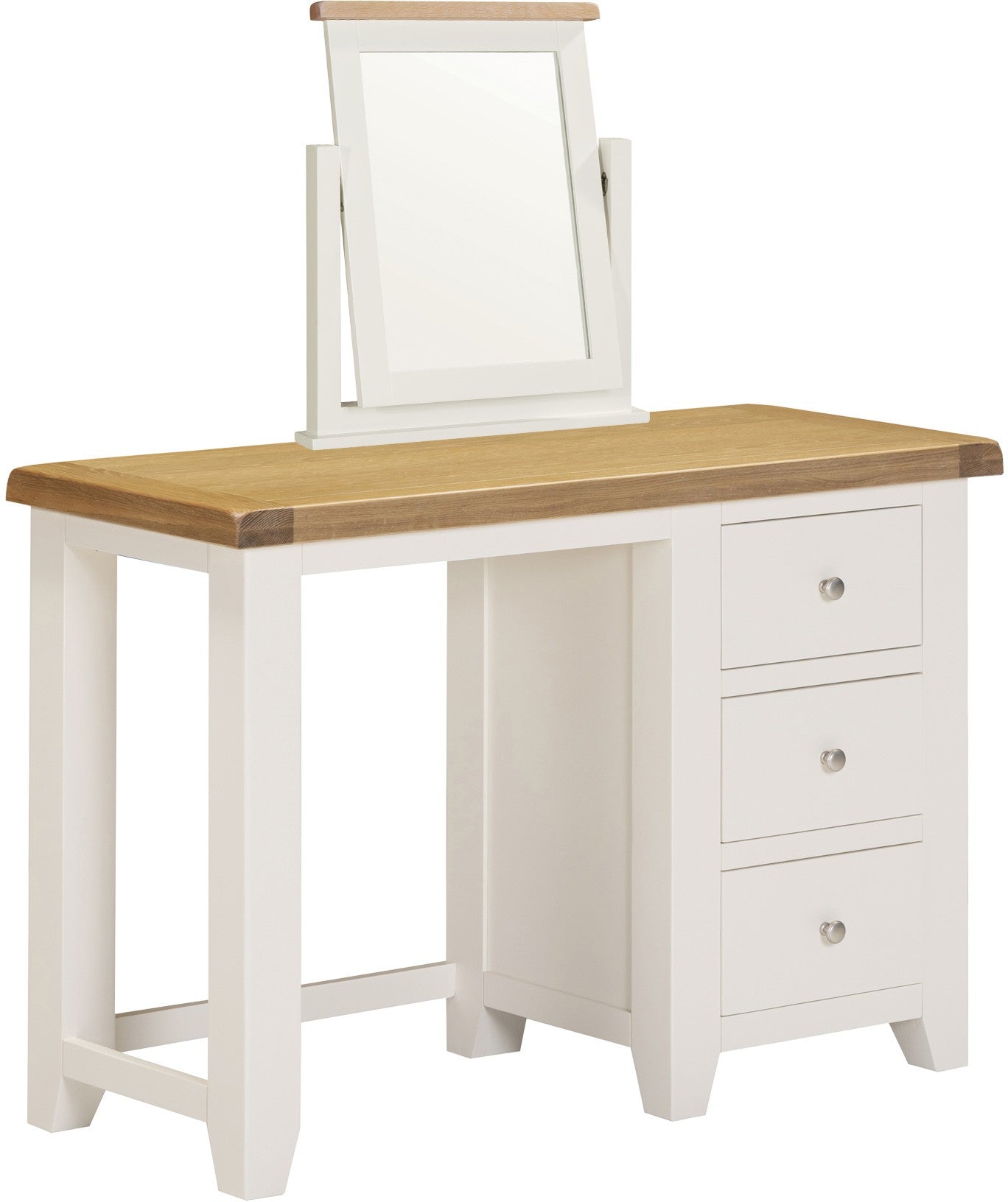 Windsor 3 Drawer Dressing Table & Mirror Ivory/Oak
