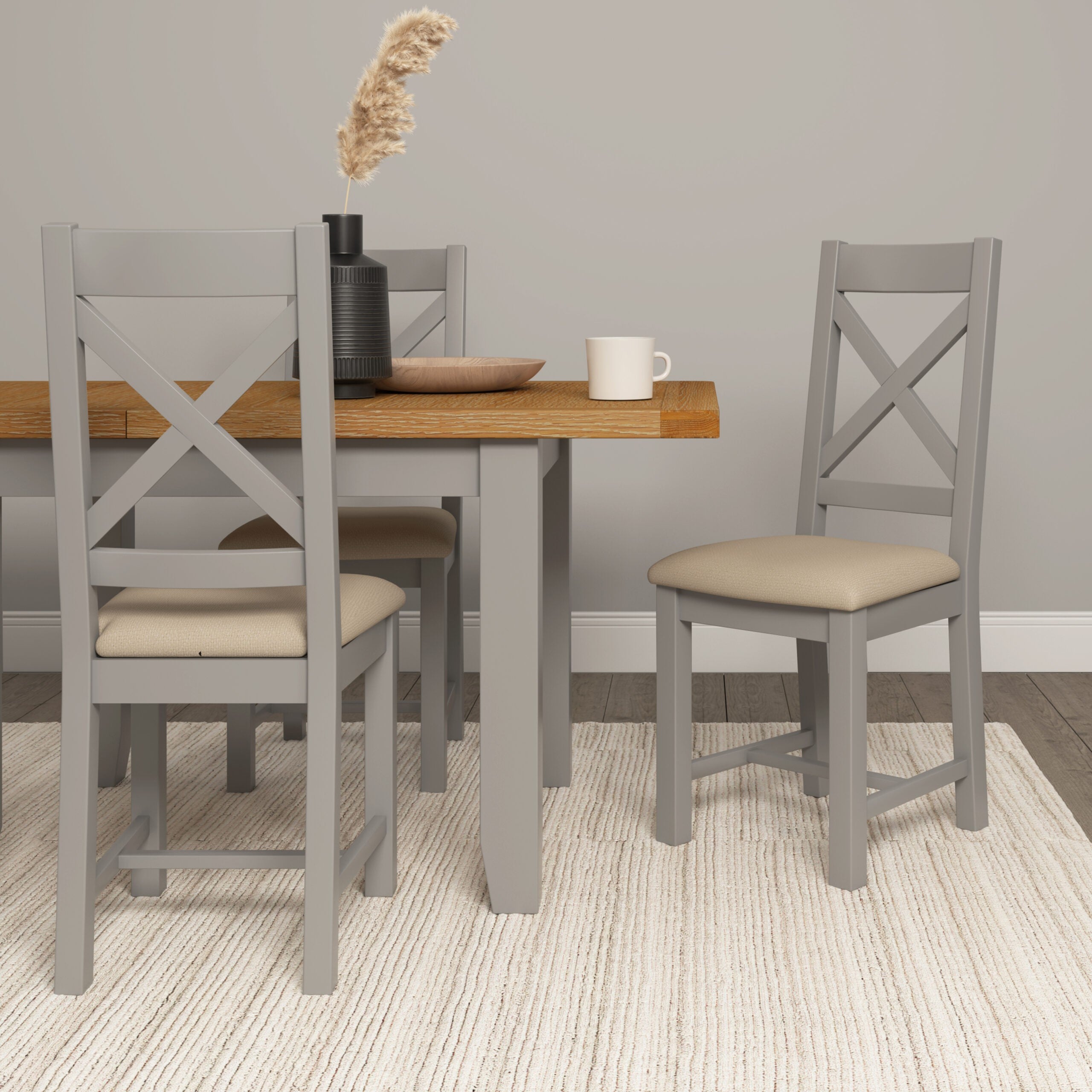 Windsor Large Extending Dining Table Pebble Grey/Oak