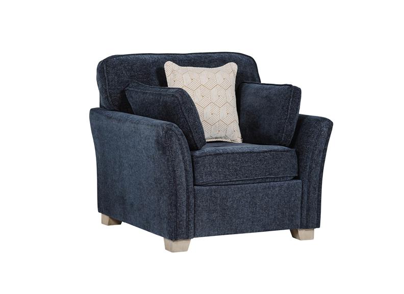 Winnie Armchair – Navy Upholstery With Bolster Cushions