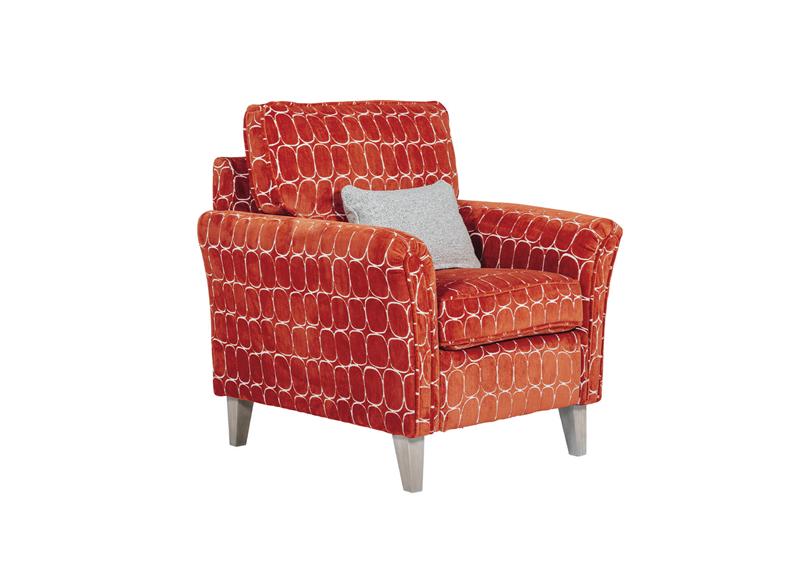 Winnie Accent Chair – Rust Upholstery With Bolster Cushion