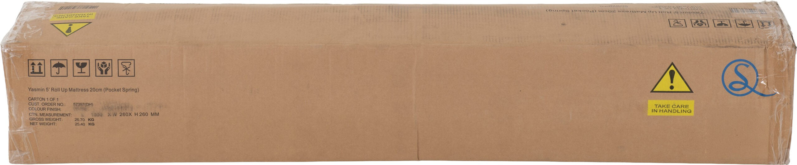 Yasmin 5' Roll-Up Mattress 20cm (Pocket Spring) White