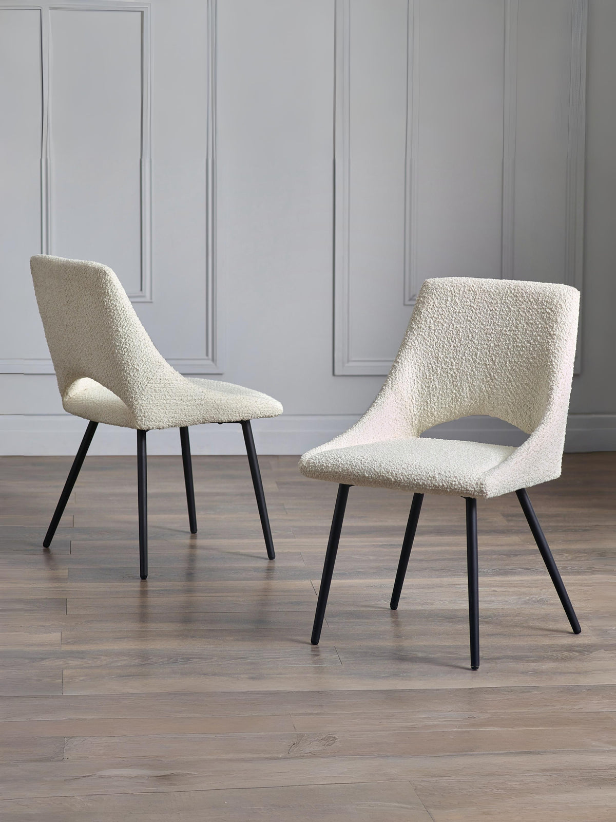 Set Of 2 Iris Boucle Dining Chairs - Ivory (oos)