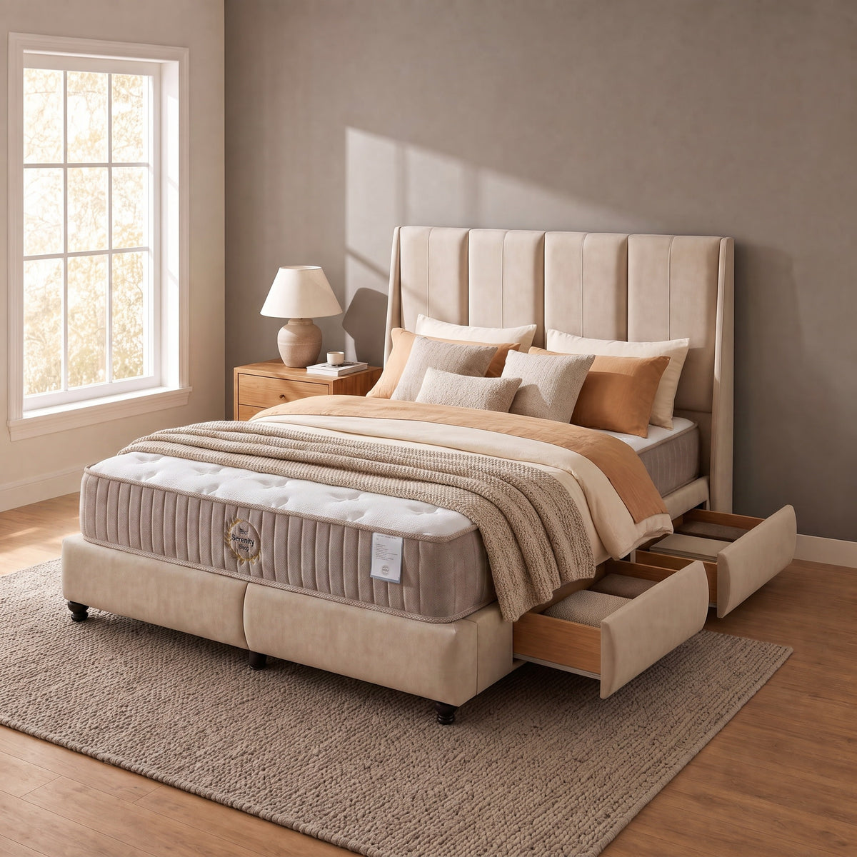Alex Headboard – Beige Chenille Fabric