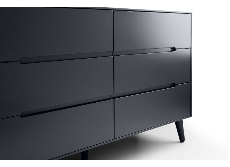 Alicia Grey Six Drawer Wide Chest