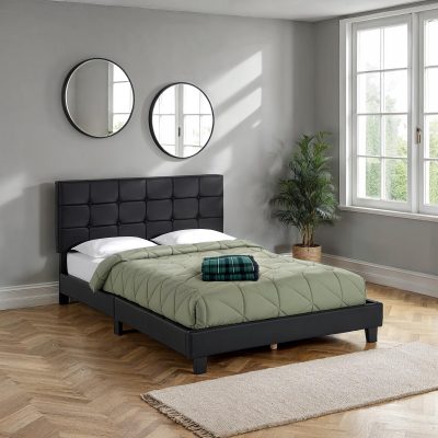 ARRAN 4FT 6 BED BLACK PU (PRE-ORDER)