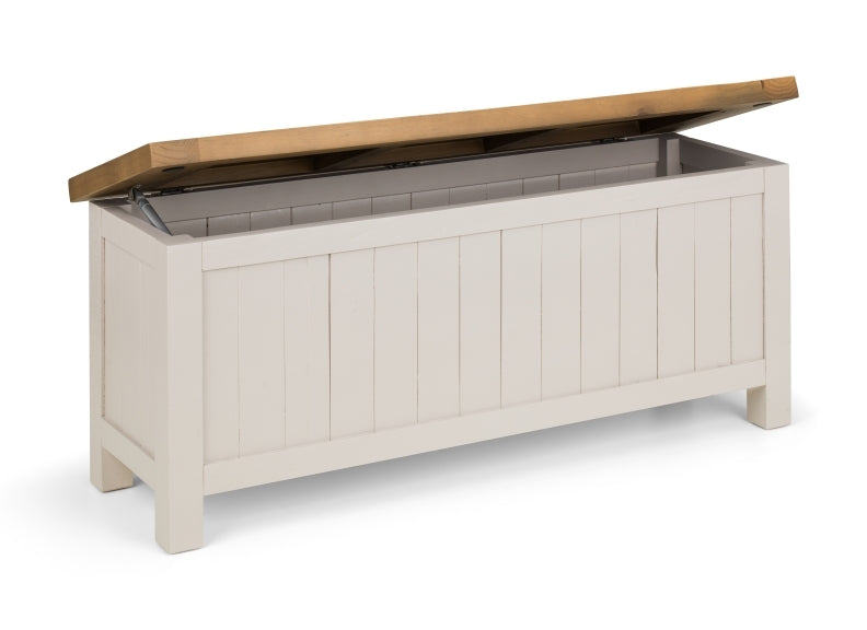 Aspen Grey Storage Bench Open