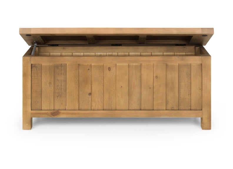 Aspen Pine Storage Bench Front