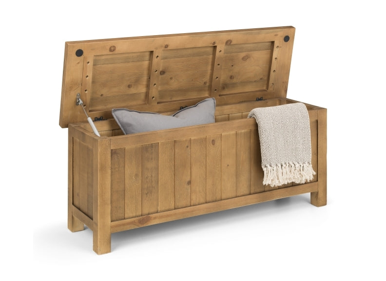 Aspen Pine Storage Bench Open