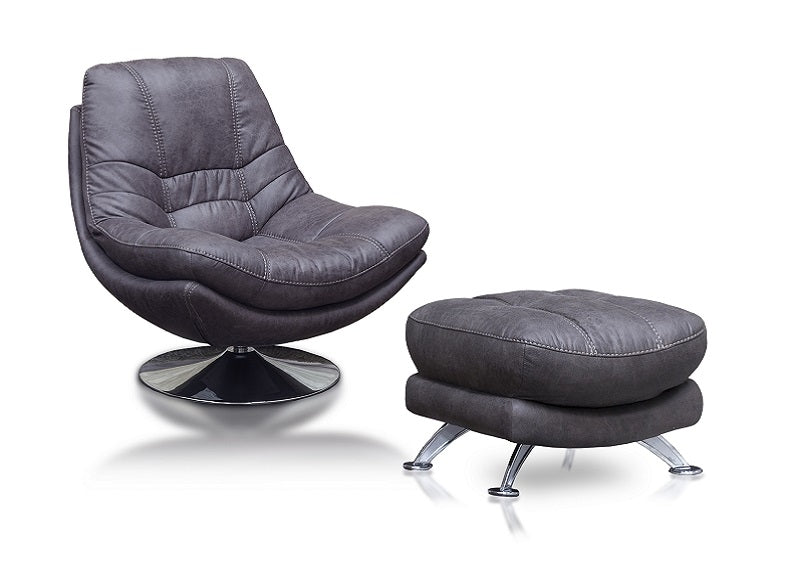 Axis Dark Grey Swivel Armchair W/Optional Stool