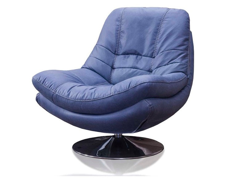 Axis Blue Denim Swivel Armchair W/Optional Stool