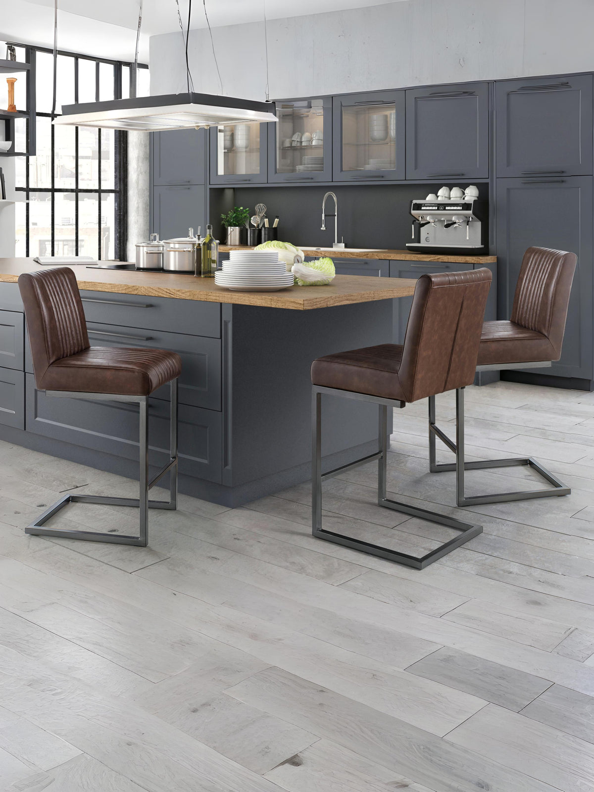 Set Of 2 Brooklyn Barstools - Brown