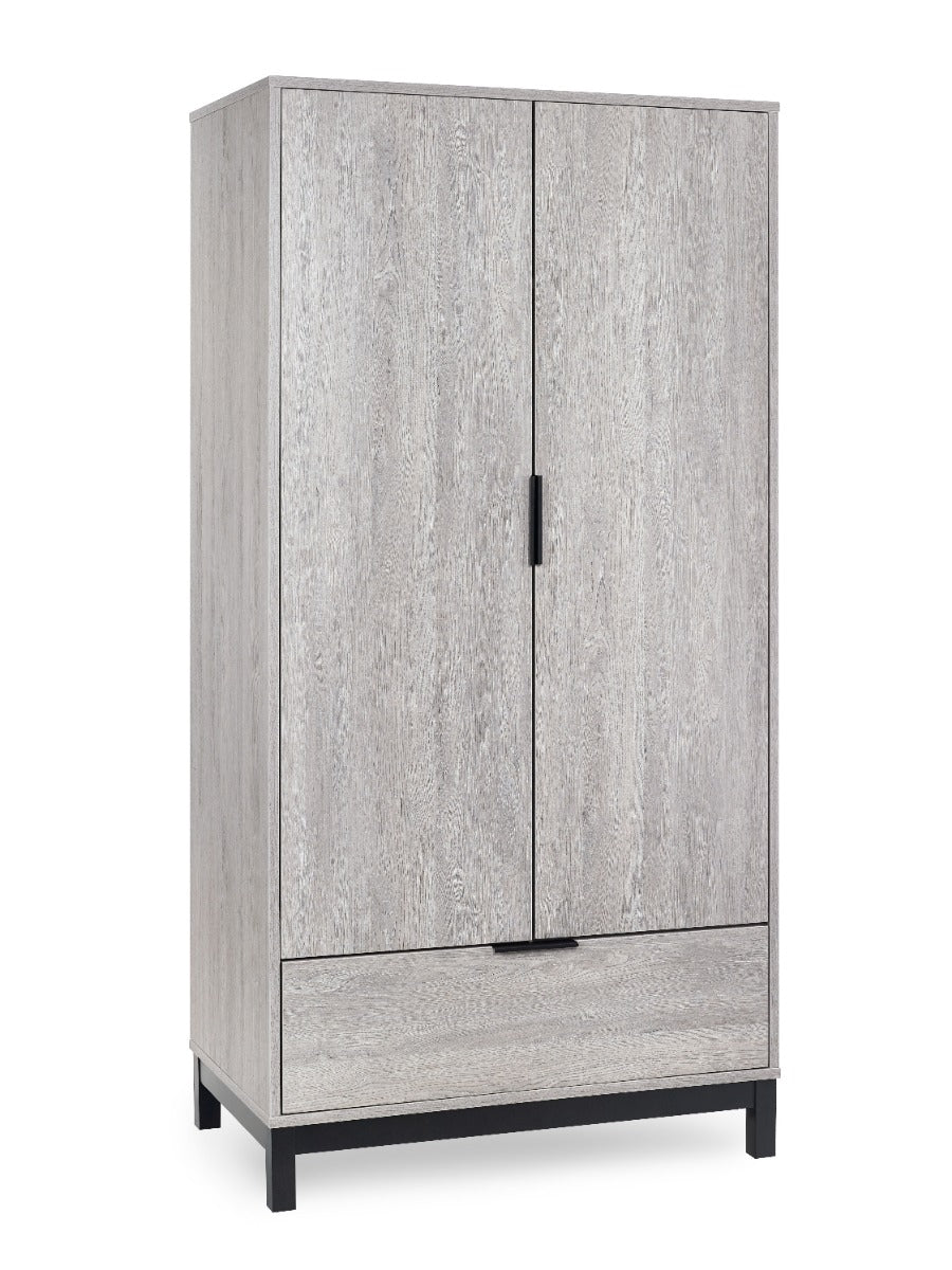 Bali 2 Door 1 Drawer Wardrobe - Grey Oak