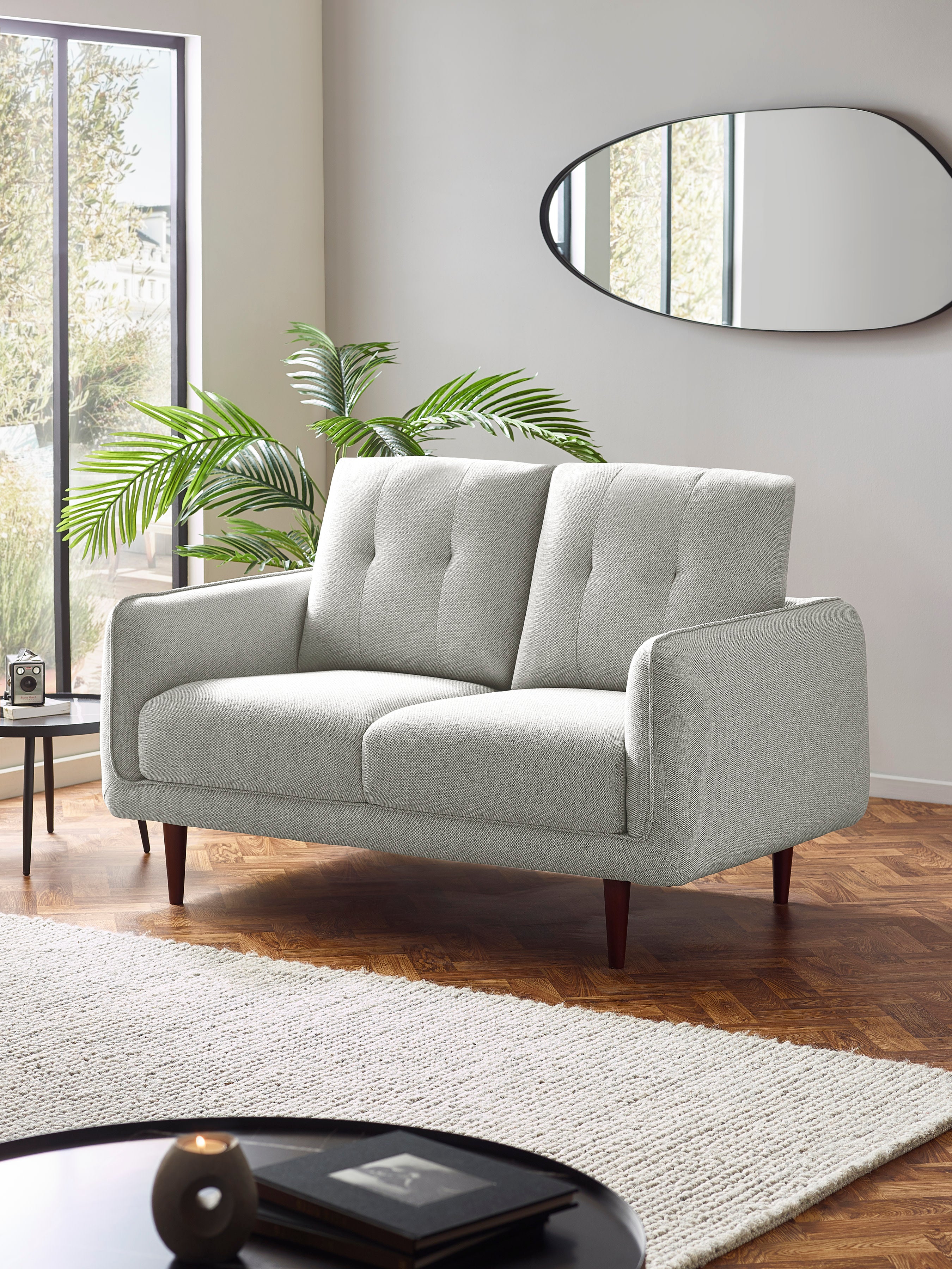 Remy 2 Seater Light Grey Fabric Sofa