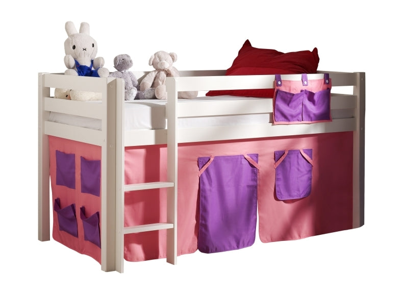 Pino White Mid-Sleeper W/Optional Curtain & Slide
