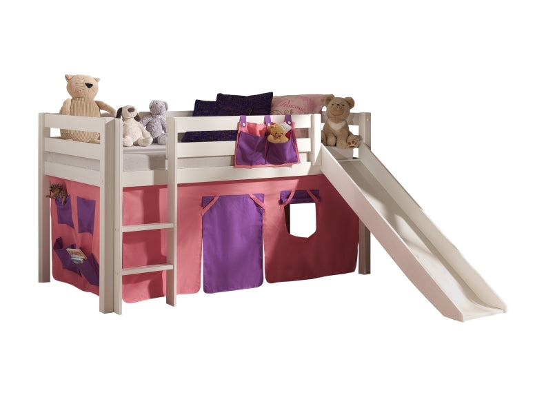 Pino White Mid-Sleeper W/Optional Curtain & Slide