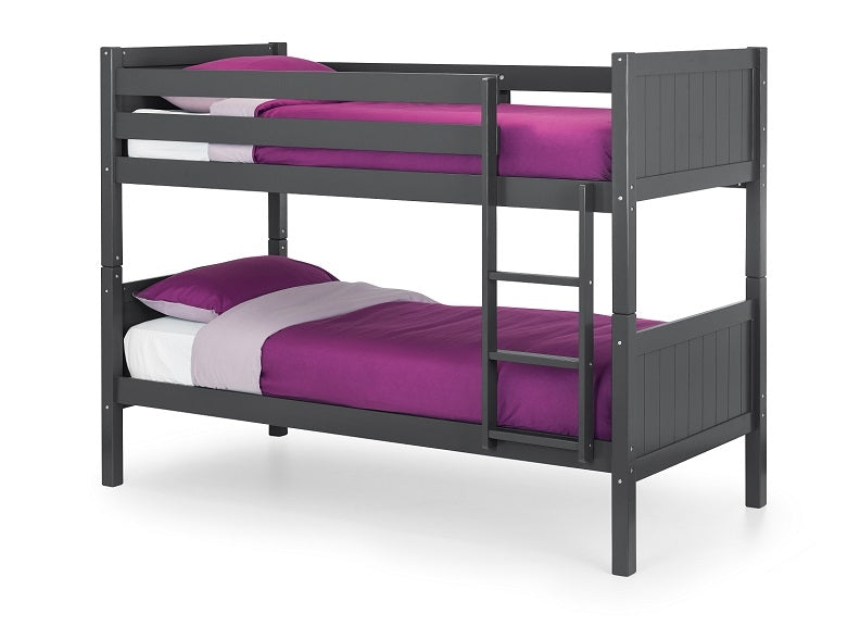 Bella Anthracite Bunk Bed dressed