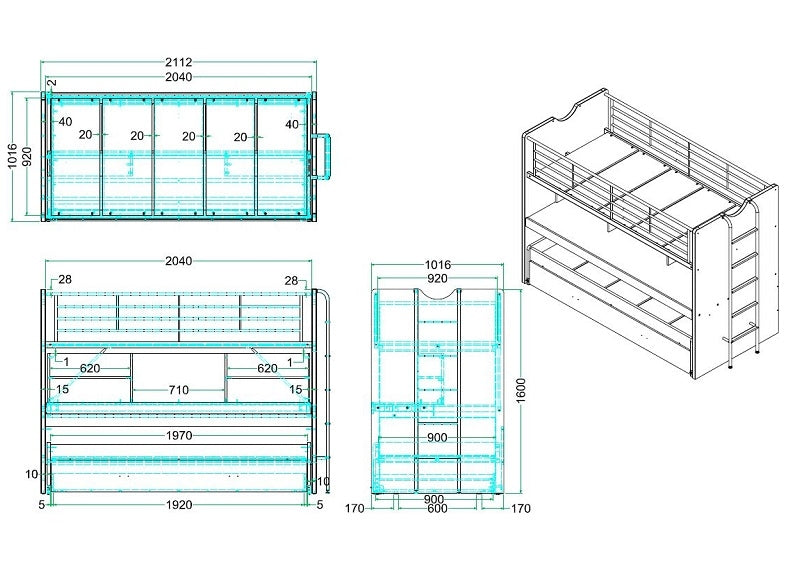 Bonny High Sleeper Dimensions