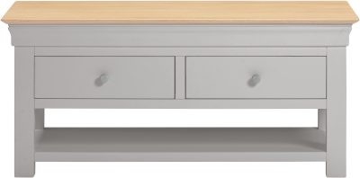 BORDEAUX 2 DRAWER COFFEE TABLE - PEBBLE GREY/OAK