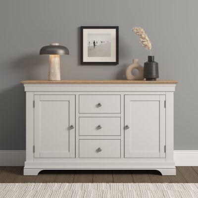 BORDEAUX 3 DOOR 3 DRAWER SIDEBOARD - IVORY/OAK