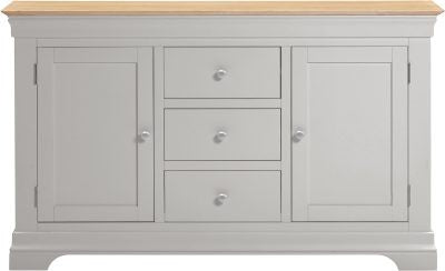 BORDEAUX 3 DOOR 3 DRAWER SIDEBOARD - PEBBLE GREY/OAK