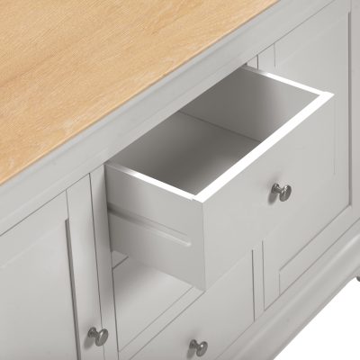 BORDEAUX 3 DOOR 3 DRAWER SIDEBOARD - PEBBLE GREY/OAK