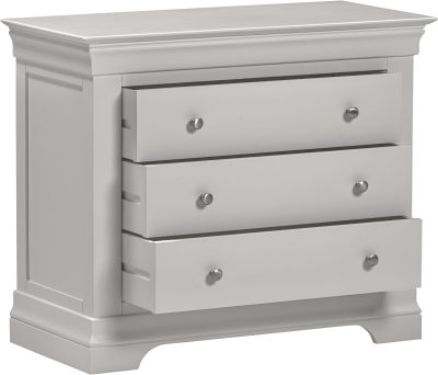 BORDEAUX 3 DRAWER CHEST - PEBBLE GREY