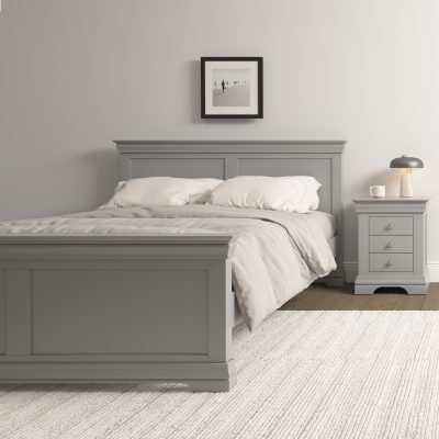 BORDEAUX 5' HIGH END BED - PEBBLE GREY