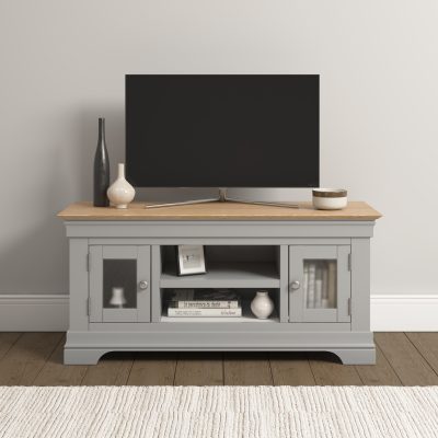 BORDEAUX SMALL TV STAND - PEBBLE GREY/OAK