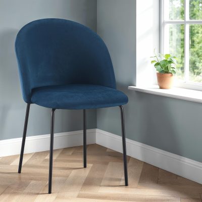 BOSTON DINING CHAIR (X4 PER BOX) - BLUE VELVET