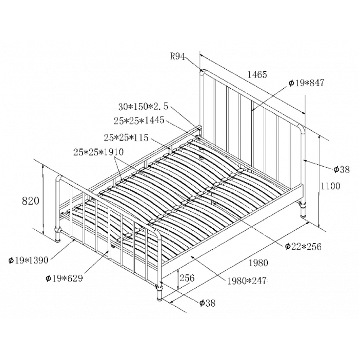BRONXX BED 140 X 200 CM OLIVE GREEN