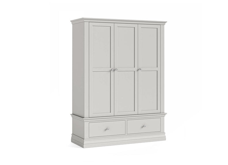 Burgundy Triple Wardrobe – Cool Light Grey Lacquered Bedroom Storage