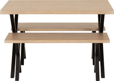 BUXTON DINING BENCH SET - LIGHT OAK EFFECT/BLACK