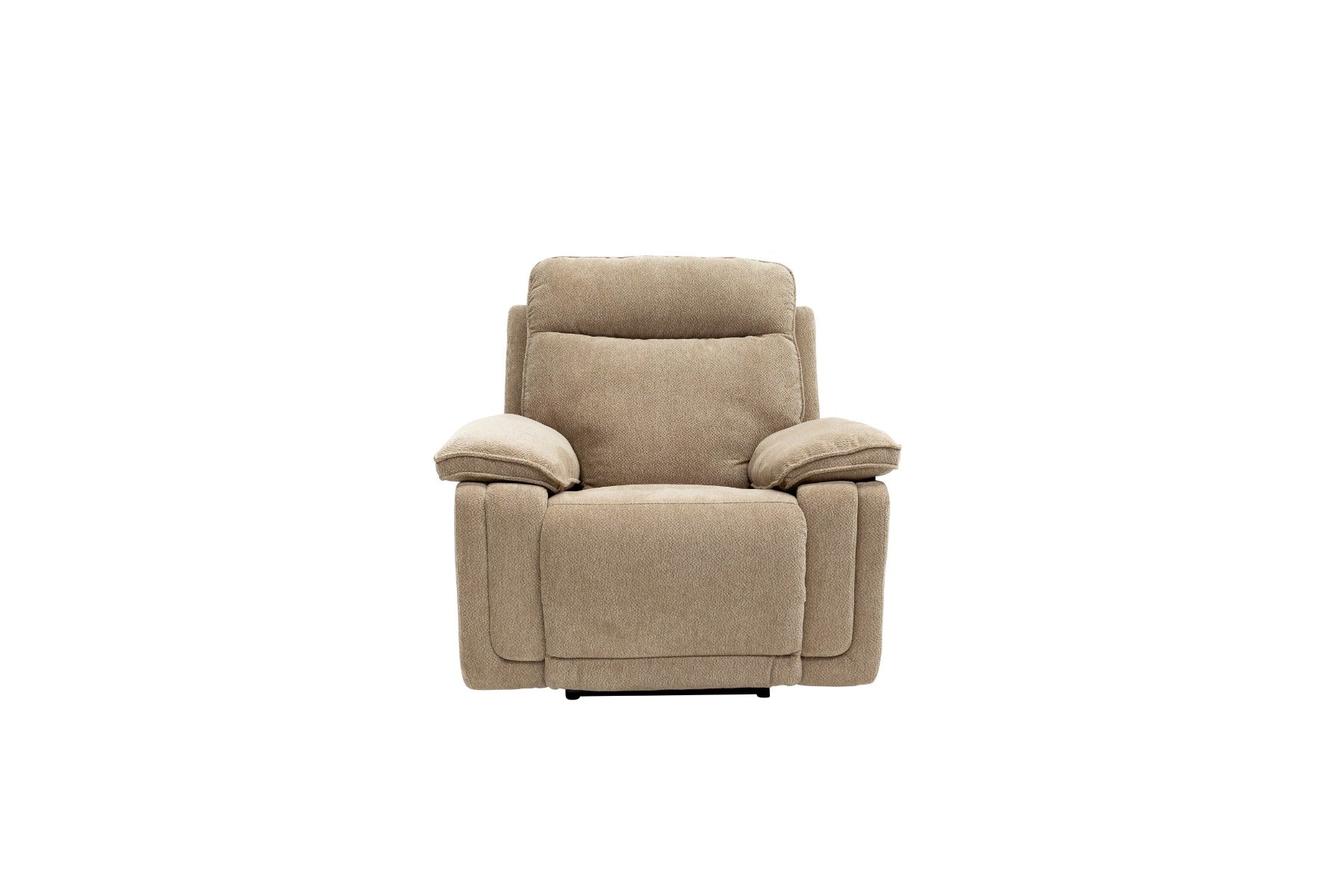 Cadenza Camel Fabric Electric Recliner Armchair – Piped Trim, USB Charging Ports, and Deep-Filled Seating