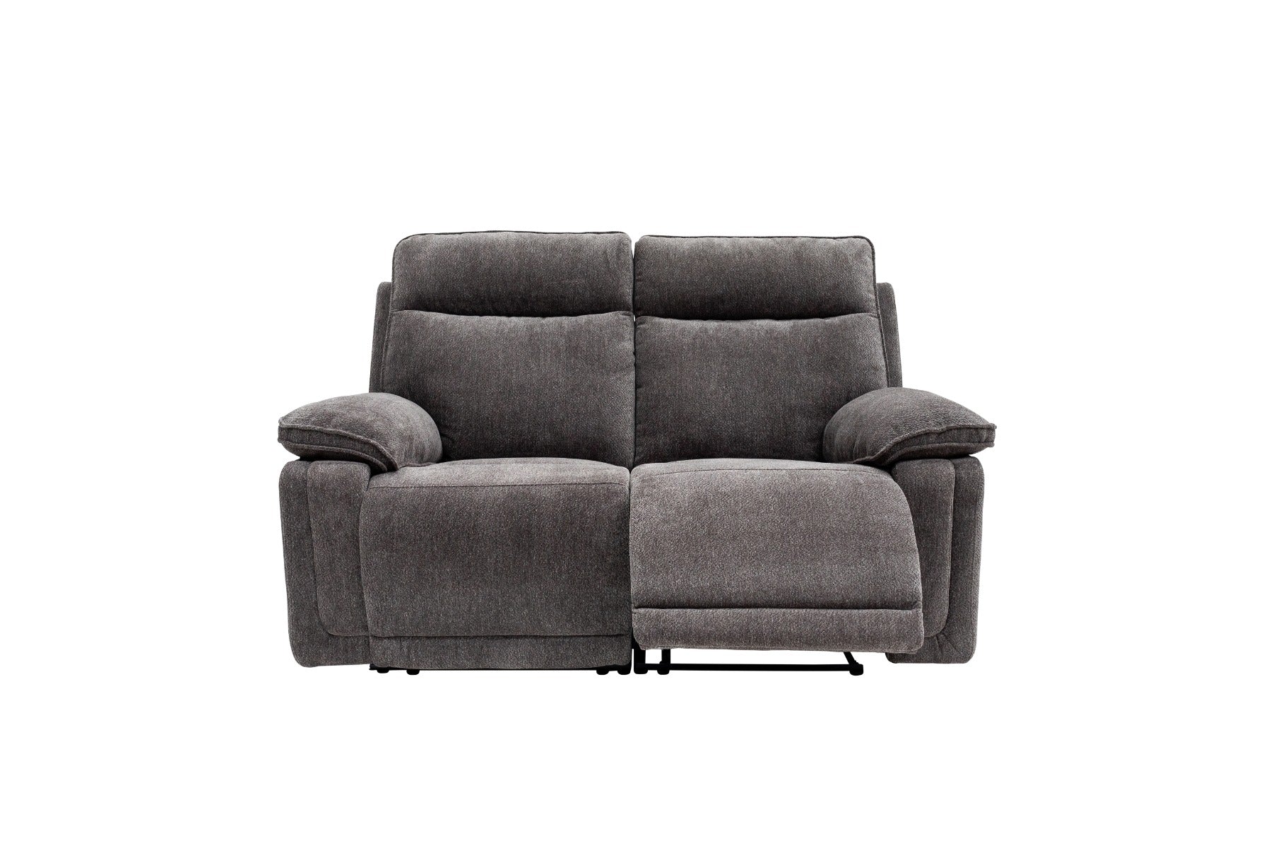 Cadenza Charcoal Fabric Electric Recliner 2-Seater Sofa – Piped Trim, USB Charging Ports, and Deep-Filled Seating