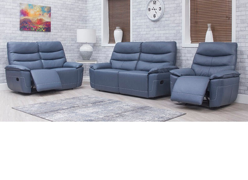 Cadiz Blue Three Seat Sofa W/Optional Power