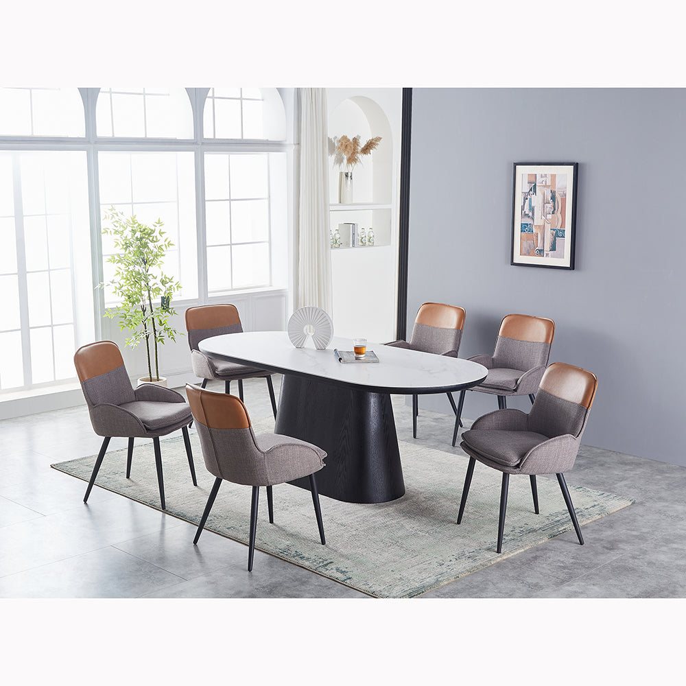 Redmond Dining Chair Light Grey/ Tan Low Arm