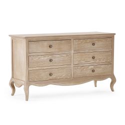 Camille 6 Drawer Wide Chest - Limed Oak | French-Inspired Elegance with Timeless Detailing (Pre-order for August delivery)