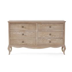 Camille 6 Drawer Wide Chest - Limed Oak | French-Inspired Elegance with Timeless Detailing
