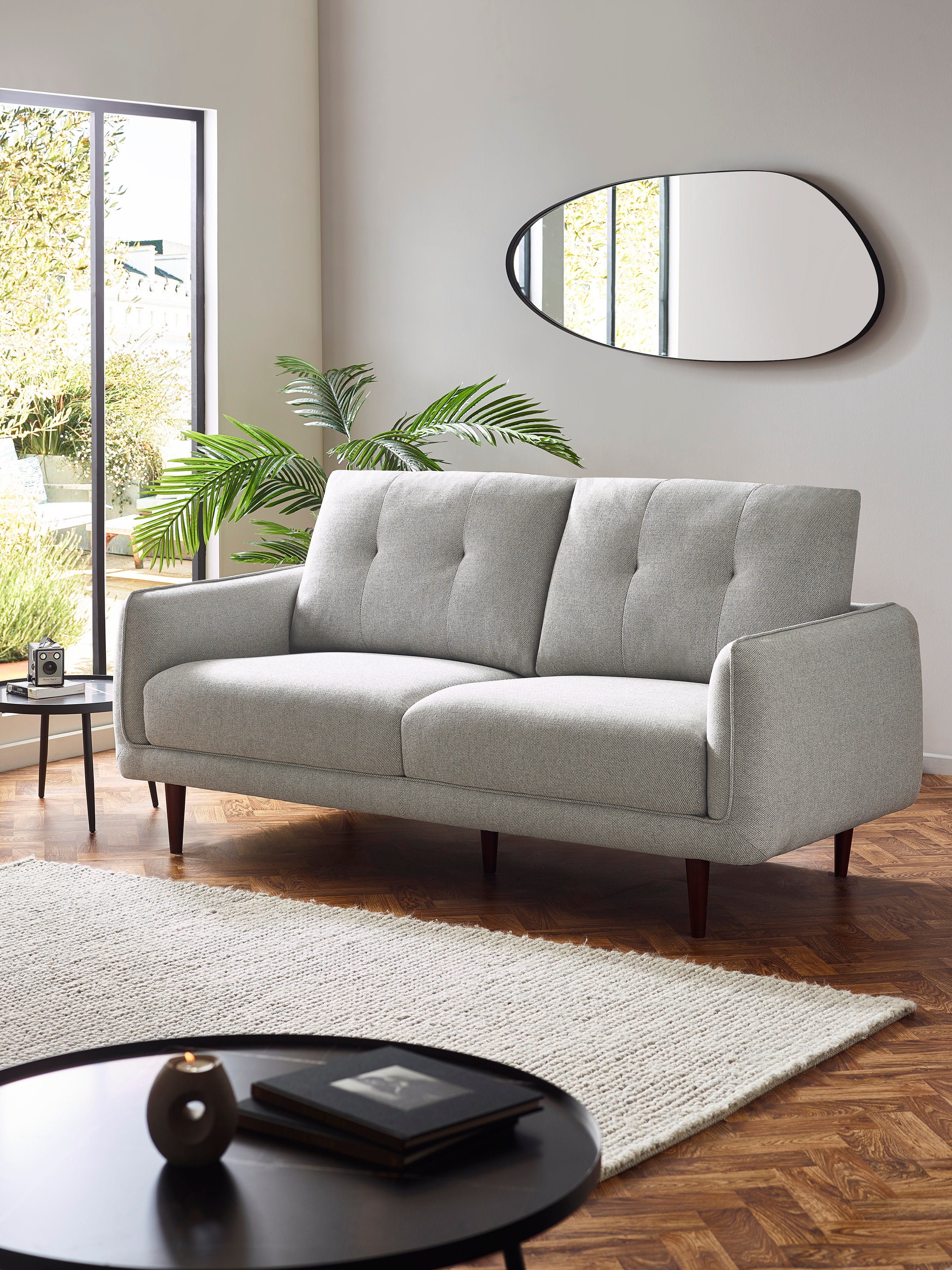Remy 3 Seater Light Grey Fabric Sofa