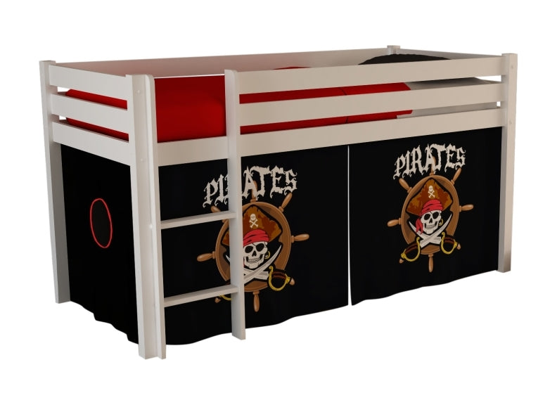 Pino White Mid-Sleeper W/Optional Curtain & Slide