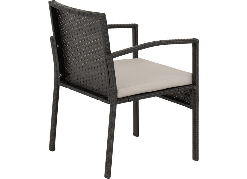 CEDAR 4 PIECE GARDEN SET BLACK RATTAN/GREY FABRIC/BLACK GLASS